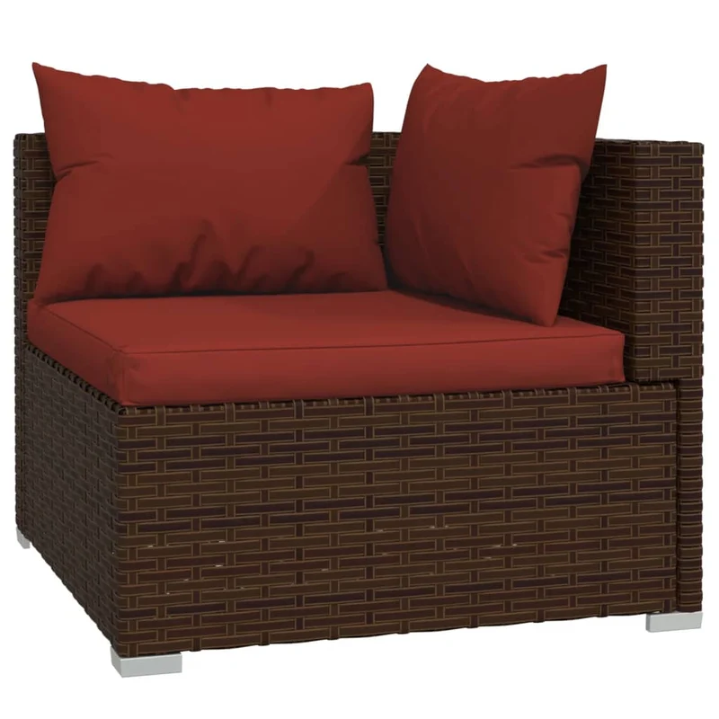 Salon de jardin meuble d'extérieur ensemble de mobilier 9 pièces avec coussins résine tressée marron 02_0018131