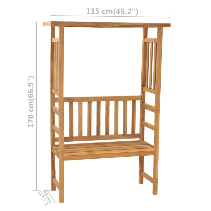 Banc de jardin meuble de patio d'extérieur terrasse avec pergola 115 cm bois de teck solide 02_0011637