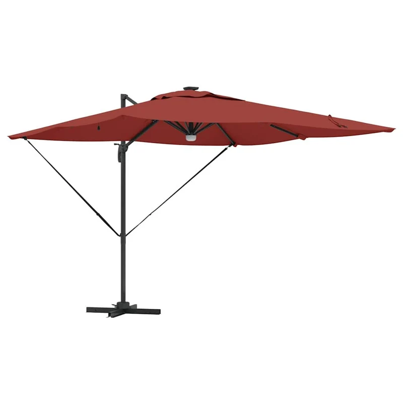 Parasol Roma rectangulaire inclinable 286 x 284 x 270 cm fonction rotative design moderne en polyester rouge 02_0058730