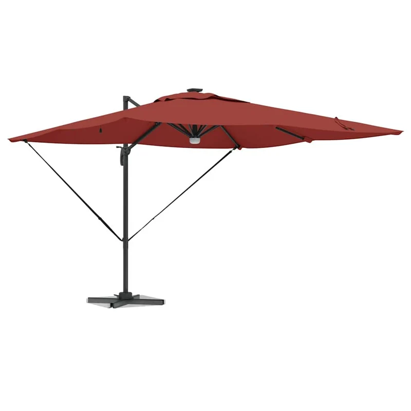 Parasol Roma rectangulaire inclinable 286 x 284 x 270 cm fonction rotative design moderne en polyester rouge 02_0058730