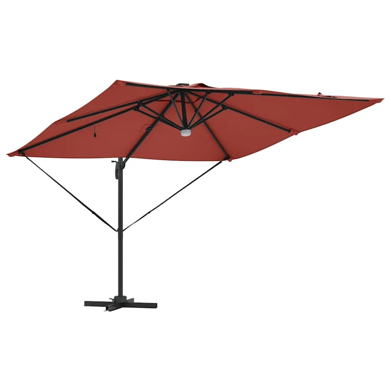 Parasol Roma rectangulaire inclinable 286 x 284 x 270 cm fonction rotative design moderne en polyester rouge 02_0058730
