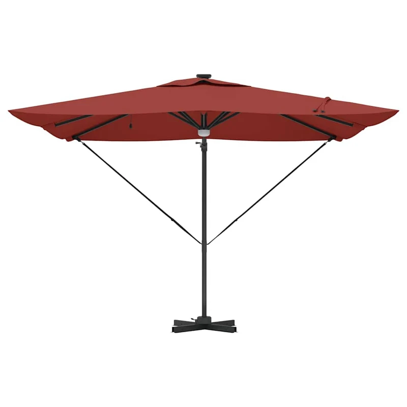 Parasol Roma rectangulaire inclinable 286 x 284 x 270 cm fonction rotative design moderne en polyester rouge 02_0058730