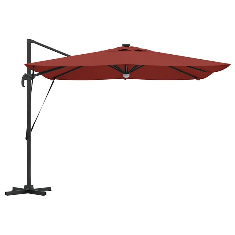 Parasol Roma rectangulaire inclinable 286 x 284 x 270 cm fonction rotative design moderne en polyester rouge 02_0058730