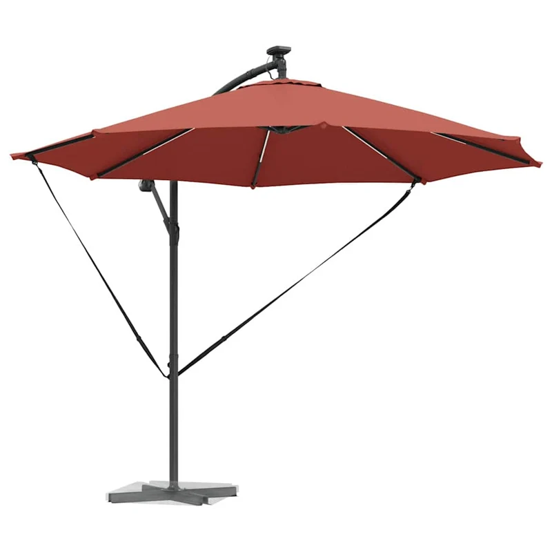Parasol cantilever inclinable moderne 294 x 294 x 248 cm avec éclairage LED design en polyester terre cuite 02_0058762