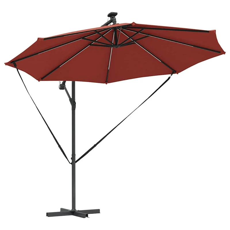 Parasol cantilever inclinable moderne 294 x 294 x 248 cm avec éclairage LED design en polyester terre cuite 02_0058762