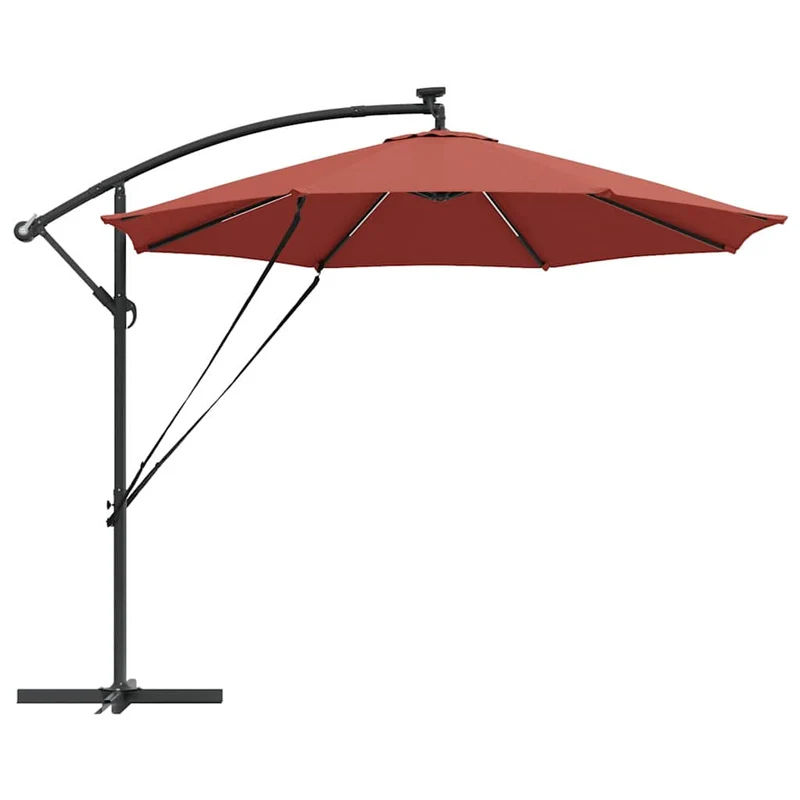 Parasol cantilever inclinable moderne 294 x 294 x 248 cm avec éclairage LED design en polyester terre cuite 02_0058762