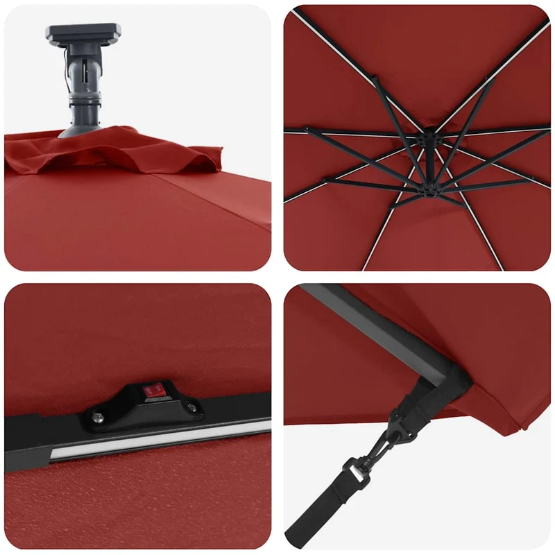 Parasol cantilever inclinable moderne 294 x 294 x 248 cm avec éclairage LED design en polyester terre cuite 02_0058762