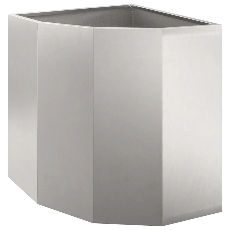 Jardinière d'angle moderne design épuré jardin terrasse 45 x 45 x 50 cm en acier inoxydable argent 02_0052912