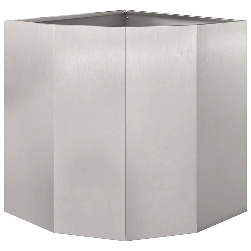 Jardinière d'angle moderne design épuré jardin terrasse 45 x 45 x 50 cm en acier inoxydable argent 02_0052912
