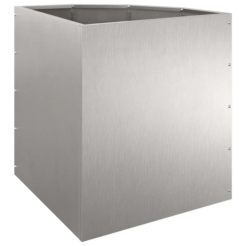 Jardinière d'angle moderne design épuré jardin terrasse 45 x 45 x 50 cm en acier inoxydable argent 02_0052912