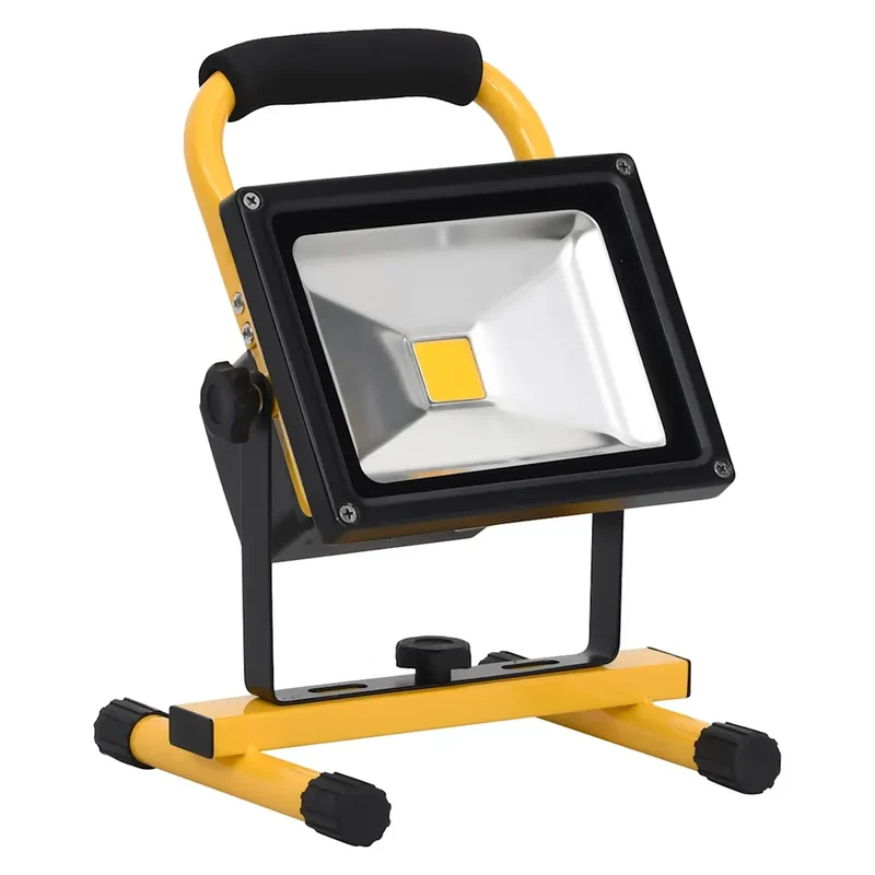 Projecteur à LED rechargeable avec poignée 21,5 x 18,5 x 29 cm éclairage intense design ergonomique en acier inoxydable noir 02_0046117