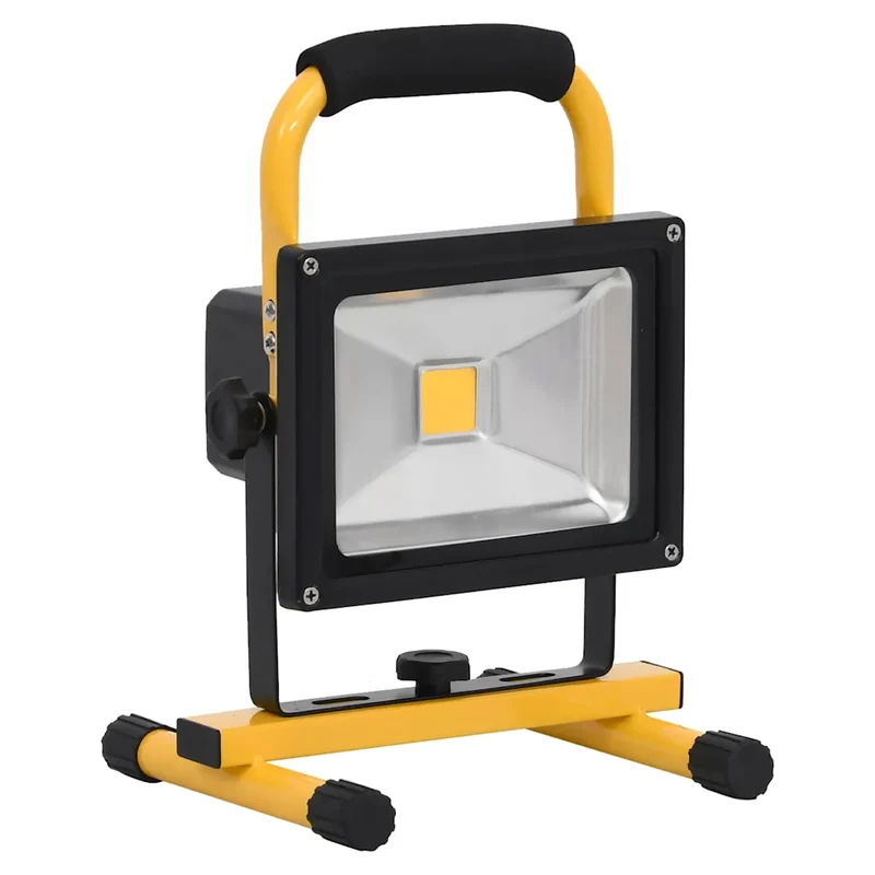 Projecteur à LED rechargeable avec poignée 21,5 x 18,5 x 29 cm éclairage intense design ergonomique en acier inoxydable noir 02_0046117