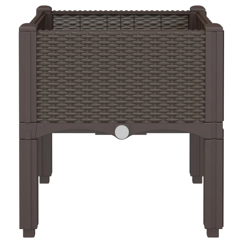 Jardinière bac lit surélevé plantes fleurs terrasse jardin avec pieds 40 x 40 x 42 cm PP marron 02_0038165