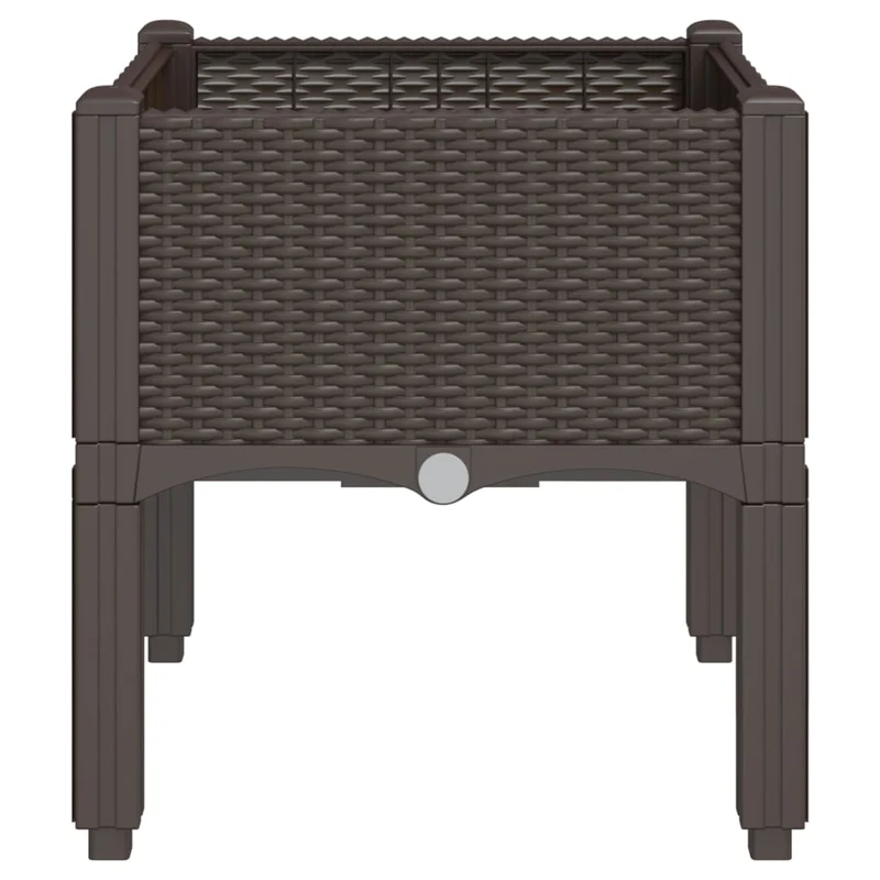 Jardinière bac lit surélevé plantes fleurs terrasse jardin avec pieds 40 x 40 x 42 cm PP marron 02_0038165