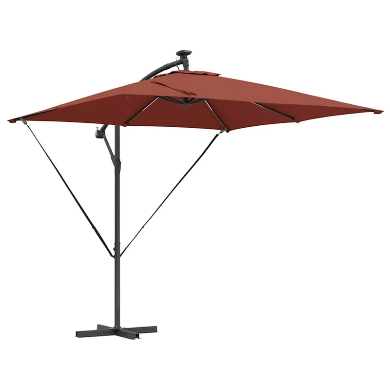 Parasol déporté moderne inclinable 249 x 249 x 250 cm résistant au vent jardin terrasse en acier terre cuite 02_0058778