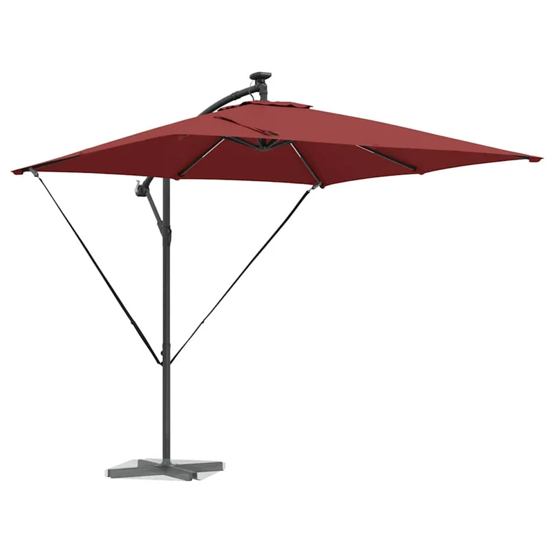 Parasol déporté moderne inclinable 249 x 249 x 250 cm résistant au vent jardin terrasse en acier terre cuite 02_0058778