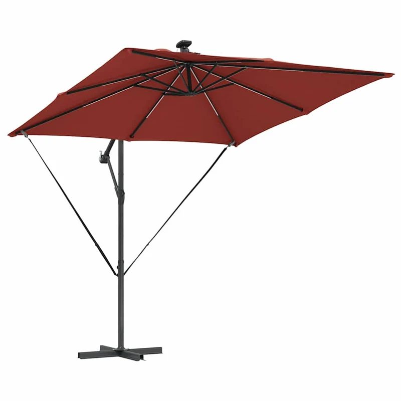 Parasol déporté moderne inclinable 249 x 249 x 250 cm résistant au vent jardin terrasse en acier terre cuite 02_0058778