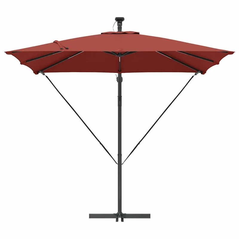 Parasol déporté moderne inclinable 249 x 249 x 250 cm résistant au vent jardin terrasse en acier terre cuite 02_0058778