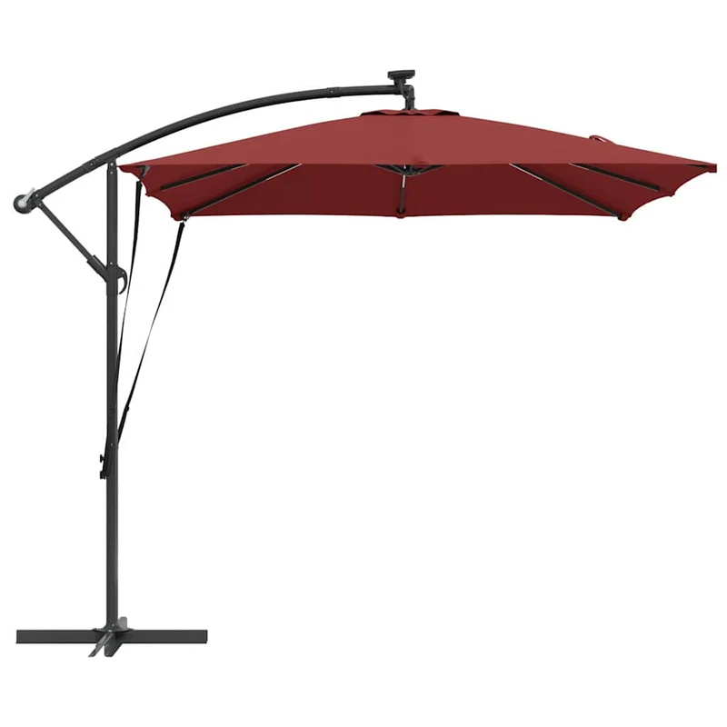 Parasol déporté moderne inclinable 249 x 249 x 250 cm résistant au vent jardin terrasse en acier terre cuite 02_0058778