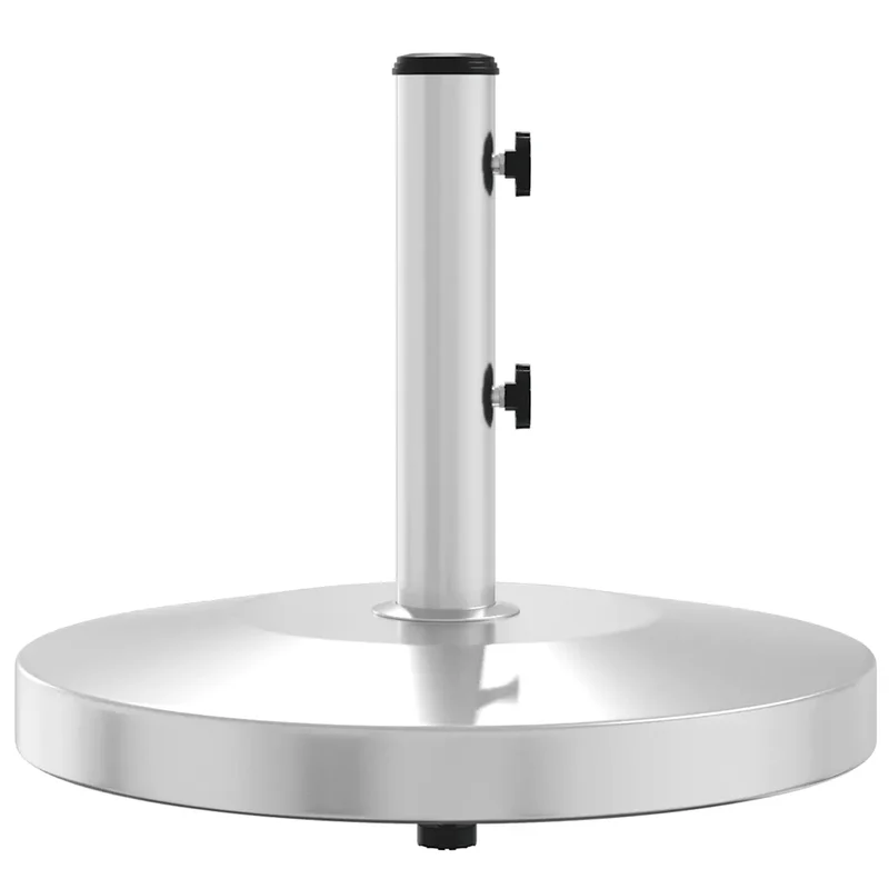 Base de parasol ronde stable avec adaptateurs 48 x 41 cm fixation facile en acier inoxydable argenté 02_0047472