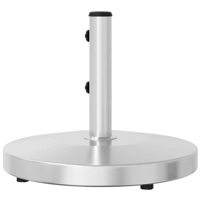 Base de parasol ronde stable avec adaptateurs 48 x 41 cm fixation facile en acier inoxydable argenté 02_0047472