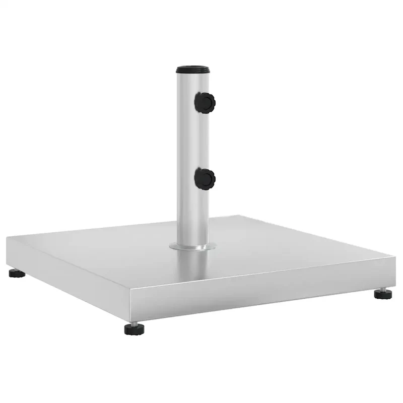 Base de parasol solide et stable avec adaptateurs 49,5 x 49,5 x 38 cm en acier inoxydable argenté 02_0047471