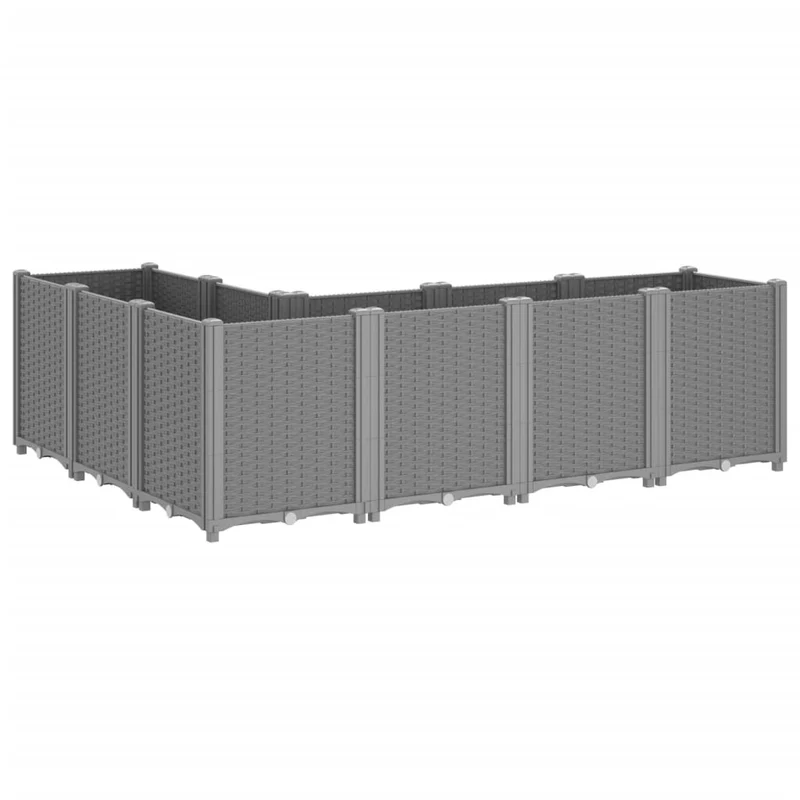 Jardinière bac lit surélevé plantes fleurs terrasse jardin clair 160 x 120 x 53 cm polypropylène gris 02_0038531