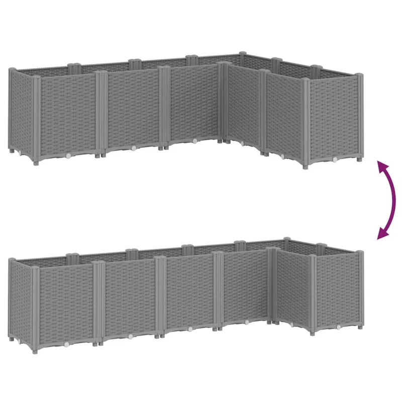 Jardinière bac lit surélevé plantes fleurs terrasse jardin clair 160 x 120 x 53 cm polypropylène gris 02_0038531