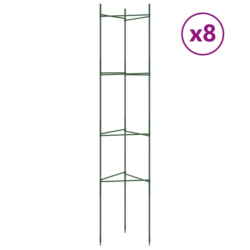 Lot de 8 cages à tomates ajustables 32 x 29 x 154 cm soutien optimal jardin en acier vert 02_0055602