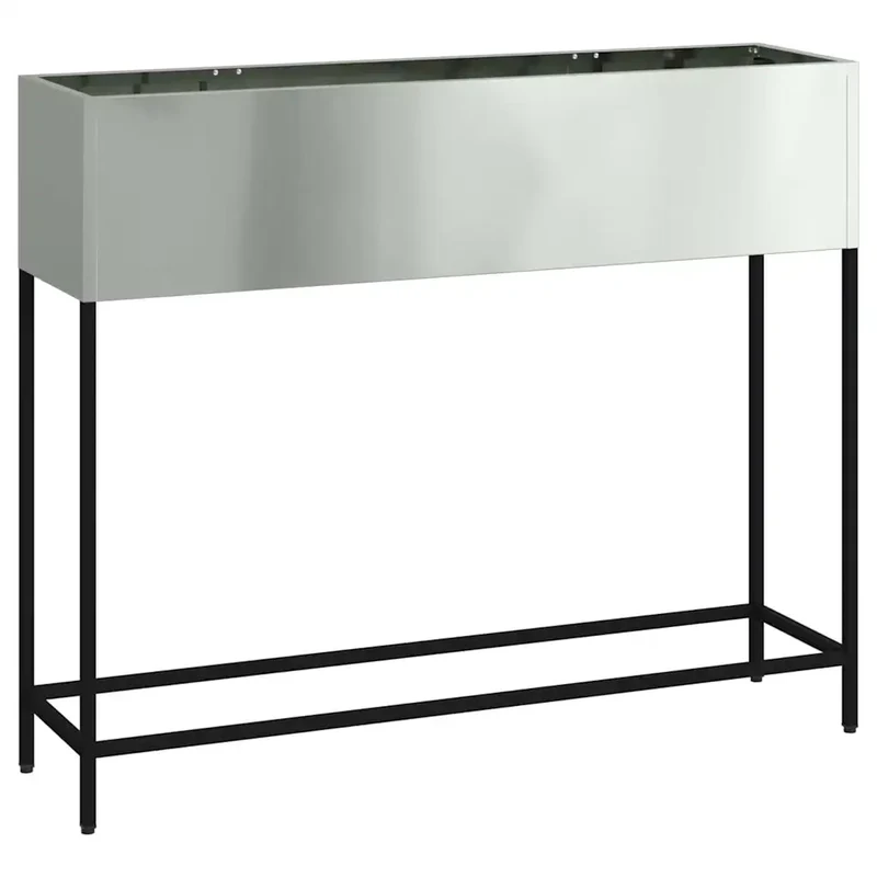 Bac de jardin surélevé moderne 100 x 26 x 82 cm facile à nettoyer design contemporain en acier galvanisé argent 02_0052093