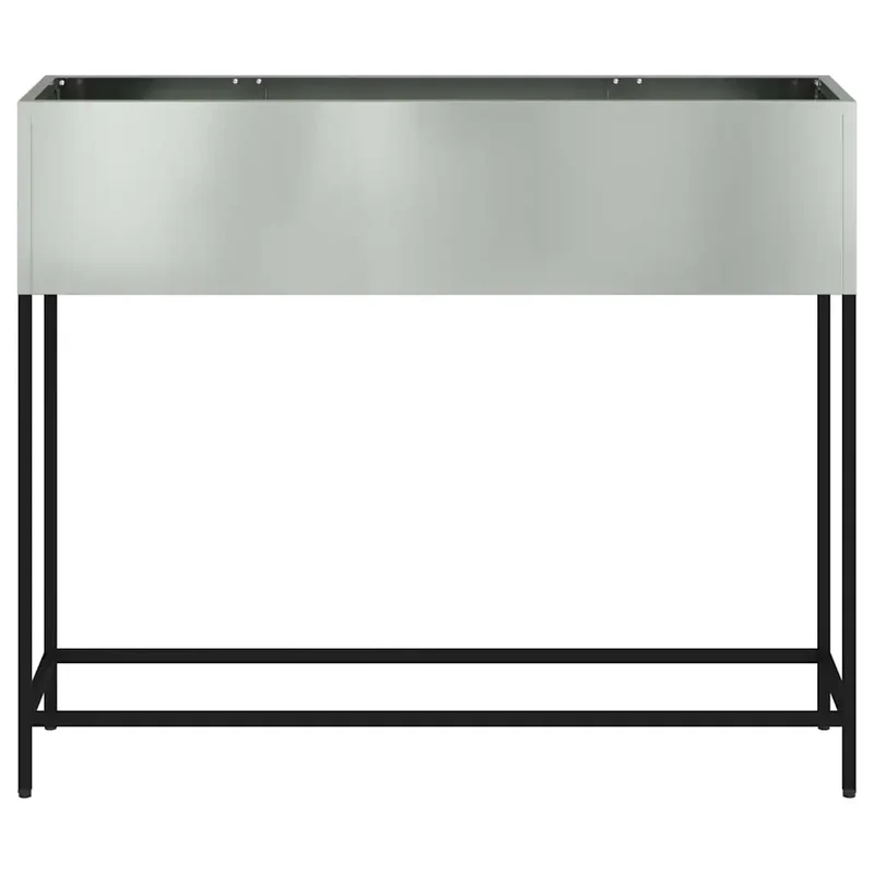Bac de jardin surélevé moderne 100 x 26 x 82 cm facile à nettoyer design contemporain en acier galvanisé argent 02_0052093