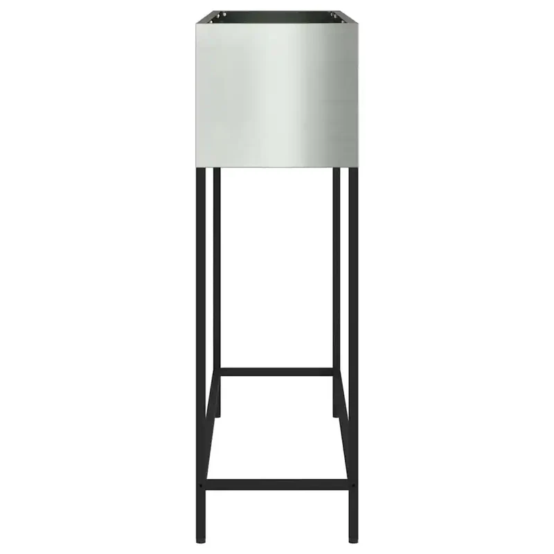 Bac de jardin surélevé moderne 100 x 26 x 82 cm facile à nettoyer design contemporain en acier galvanisé argent 02_0052093