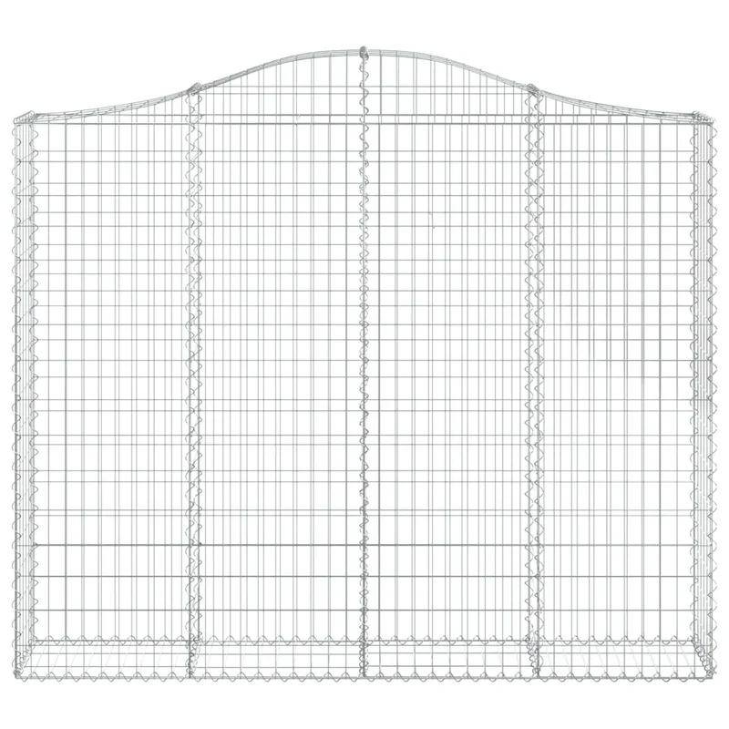 Panier de gabions arqué décoratif insonorisant jardin 200 x 30 x 160 cm en fer galvanisé argenté 02_0046144