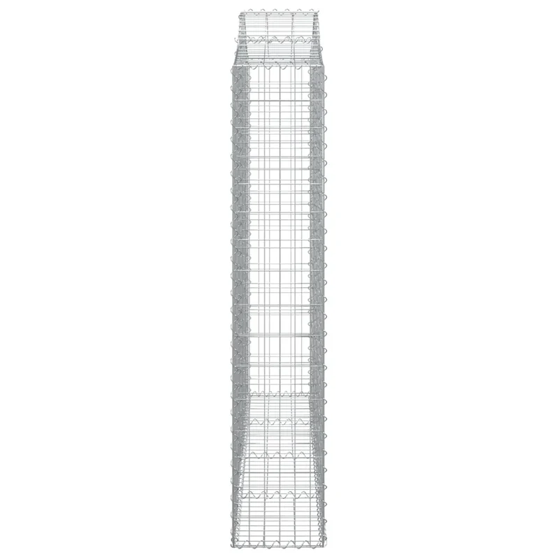 Panier de gabions arqué décoratif insonorisant jardin 200 x 30 x 160 cm en fer galvanisé argenté 02_0046144