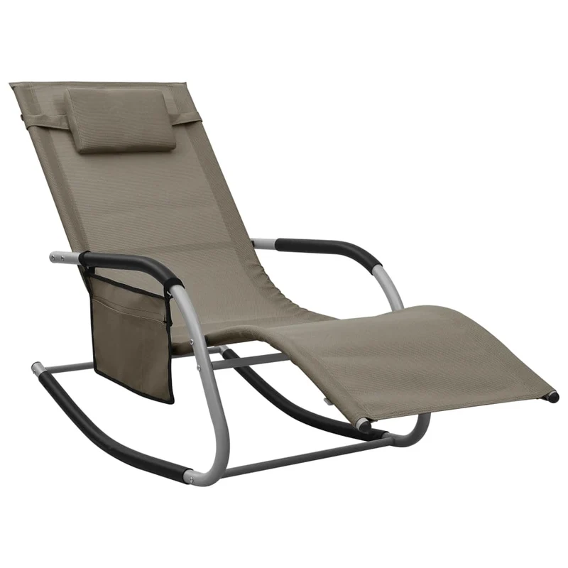 Lot de 2 transats chaise longue bain de soleil lit de jardin terrasse meuble d'extérieur textilène taupe et gris 02_0012151