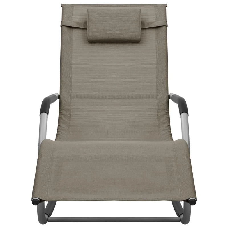 Lot de 2 transats chaise longue bain de soleil lit de jardin terrasse meuble d'extérieur textilène taupe et gris 02_0012151