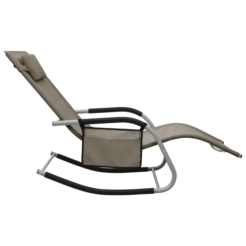 Lot de 2 transats chaise longue bain de soleil lit de jardin terrasse meuble d'extérieur textilène taupe et gris 02_0012151