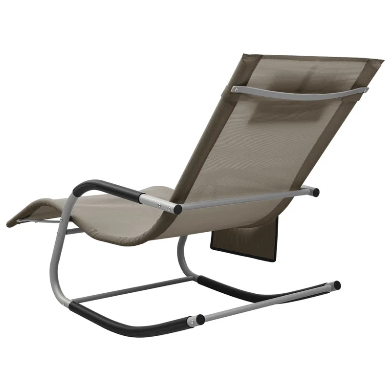Lot de 2 transats chaise longue bain de soleil lit de jardin terrasse meuble d'extérieur textilène taupe et gris 02_0012151