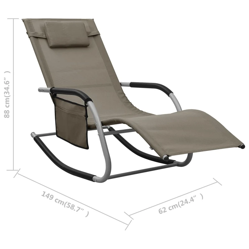 Lot de 2 transats chaise longue bain de soleil lit de jardin terrasse meuble d'extérieur textilène taupe et gris 02_0012151