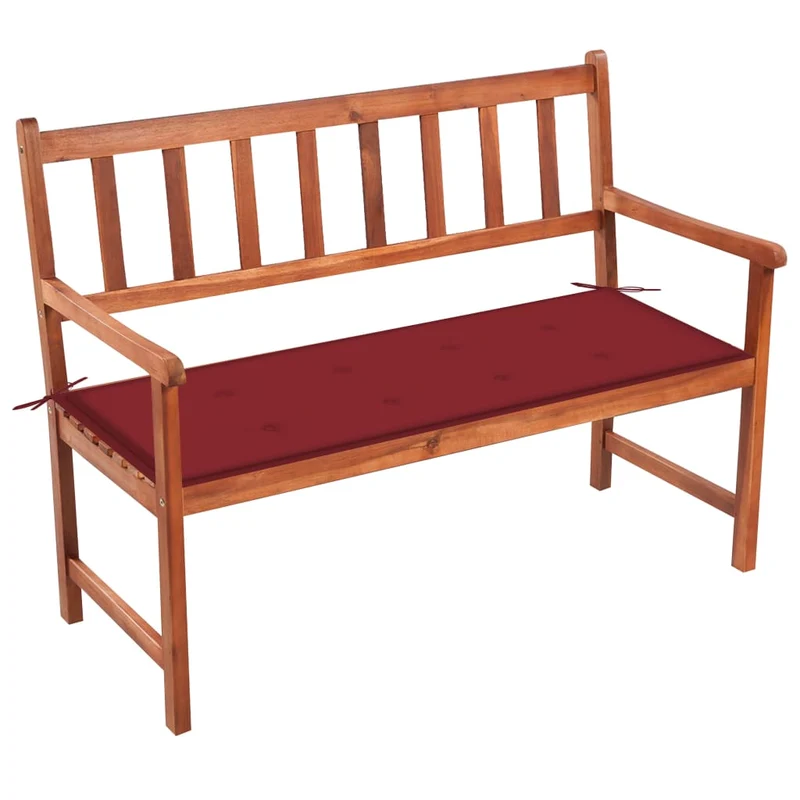 Banc de jardin meuble de patio d'extérieur terrasse avec coussin 120 cm bois d'acacia massif 02_0011396