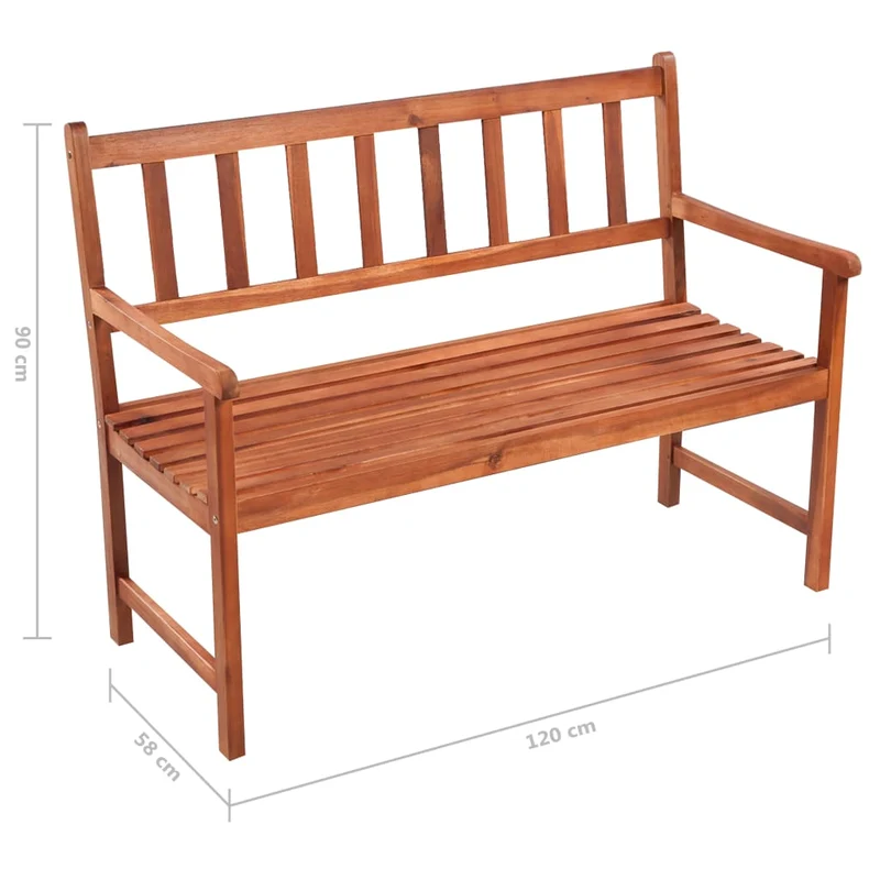 Banc de jardin meuble de patio d'extérieur terrasse avec coussin 120 cm bois d'acacia massif 02_0011396