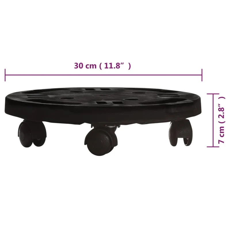 Support sur roulettes pour plantes Diamètre 30 cm 170 kg noir 02_0045190