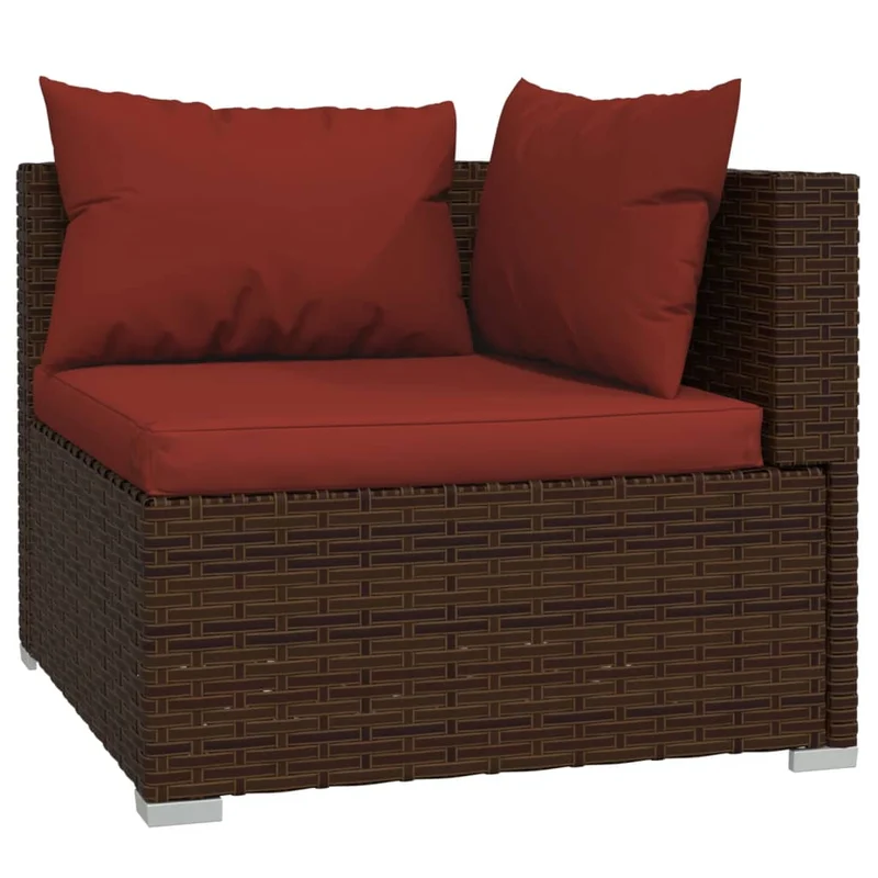 Salon de jardin meuble d'extérieur ensemble de mobilier 8 pièces avec coussins résine tressée marron 02_0017726