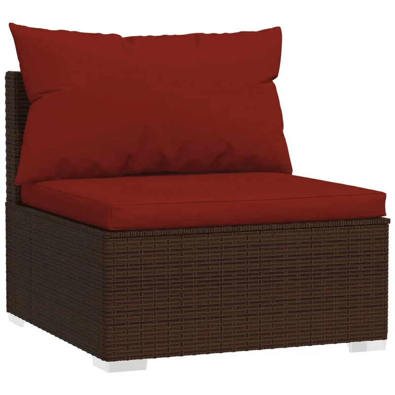 Salon de jardin meuble d'extérieur ensemble de mobilier 8 pièces avec coussins résine tressée marron 02_0017726
