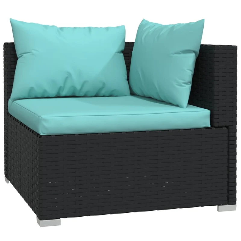 Salon de jardin meuble d'extérieur ensemble de mobilier 8 pièces avec coussins résine tressée noir 02_0017749