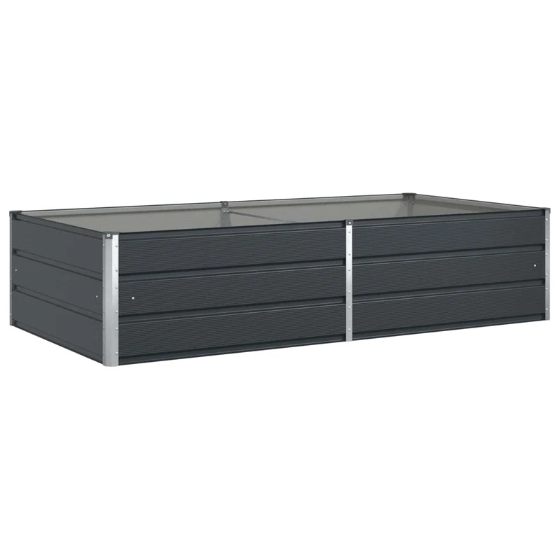 Jardinière design moderne pour jardin terrasse 195 x 100 x 45 cm en acier galvanisé anthracite 02_0059244