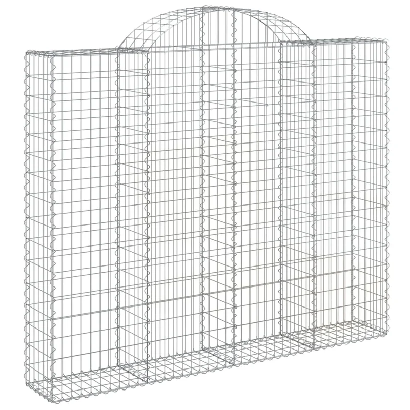 Panier de gabions clôture cage mur de soutènement arqué 200 x 30 x 160/180 cm fer galvanisé Argent 02_0040000