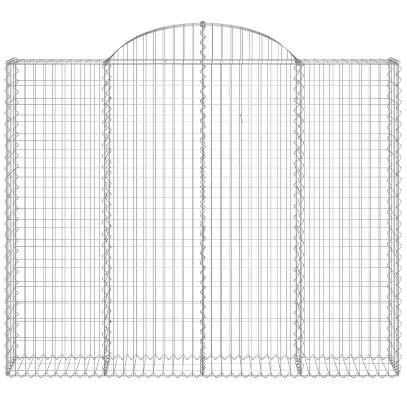 Panier de gabions clôture cage mur de soutènement arqué 200 x 30 x 160/180 cm fer galvanisé Argent 02_0040000