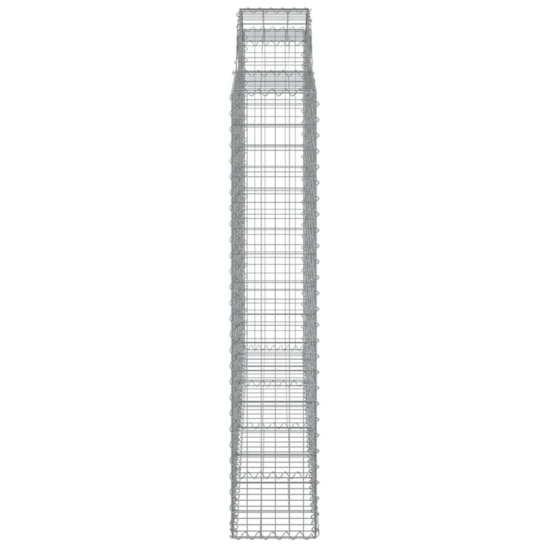 Panier de gabions clôture cage mur de soutènement arqué 200 x 30 x 160/180 cm fer galvanisé Argent 02_0040000