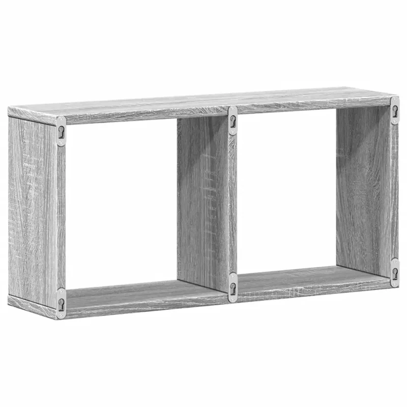 Armoire murale flottante moderne gain de place rangement 60 x 16 x 30 cm en bois d'ingénierie gris 02_0050600